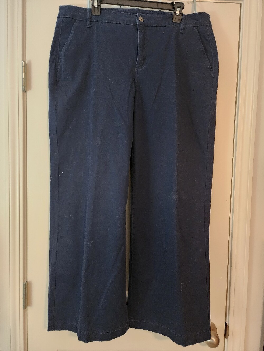 Style & Co Navy Wide-Leg Casual Pants 16W Stretch Cotton Chino Style Minimalist